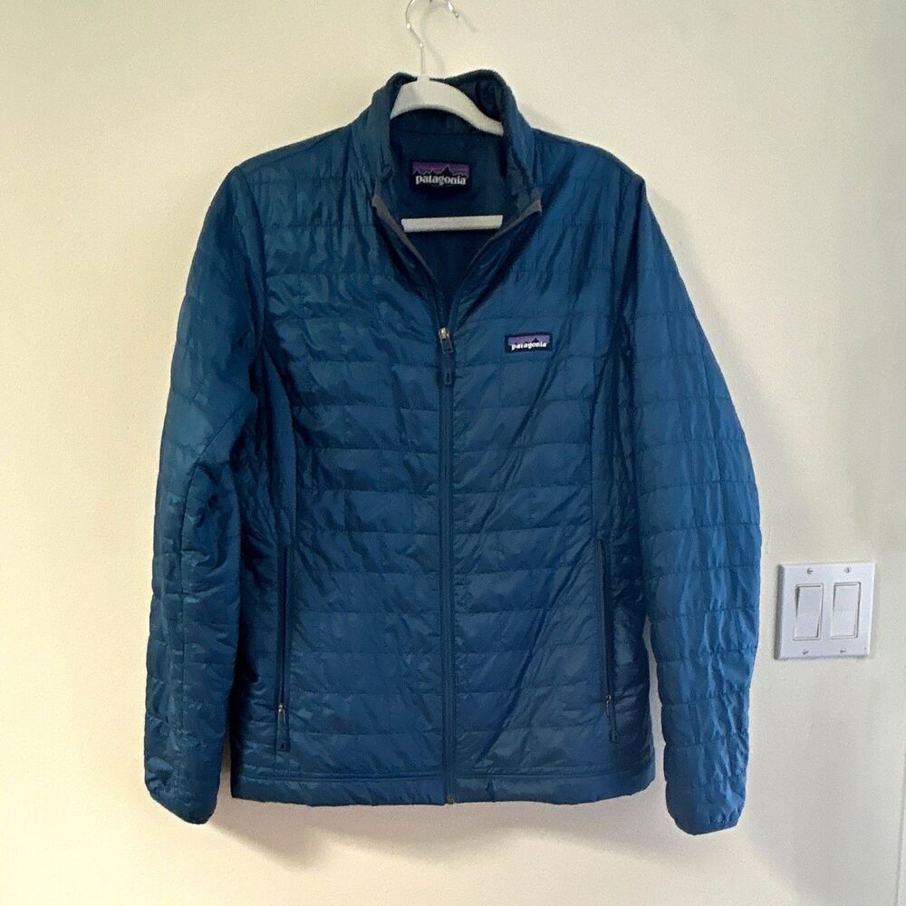 Patagonia Nano Puff Women's Blue Puffer Jacket Full Zip Size L Like New